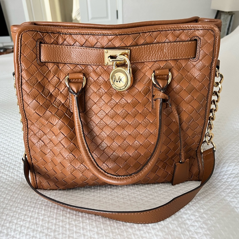 ❌SOLD❌ Excellent Michael Kors Hamilton Large Woven Leather Luggage Tote Bag $498